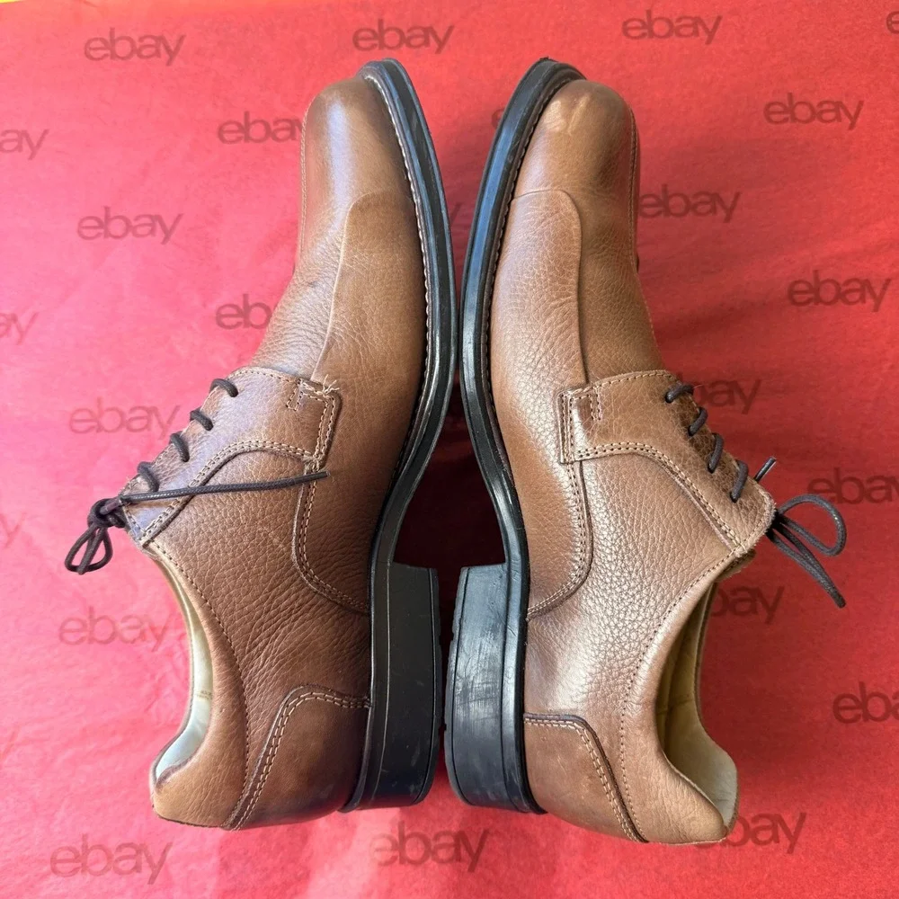 Studio Belvedere Bay Bridge Mens 11D Tan Brown Formal Pebbled Leather Oxfords